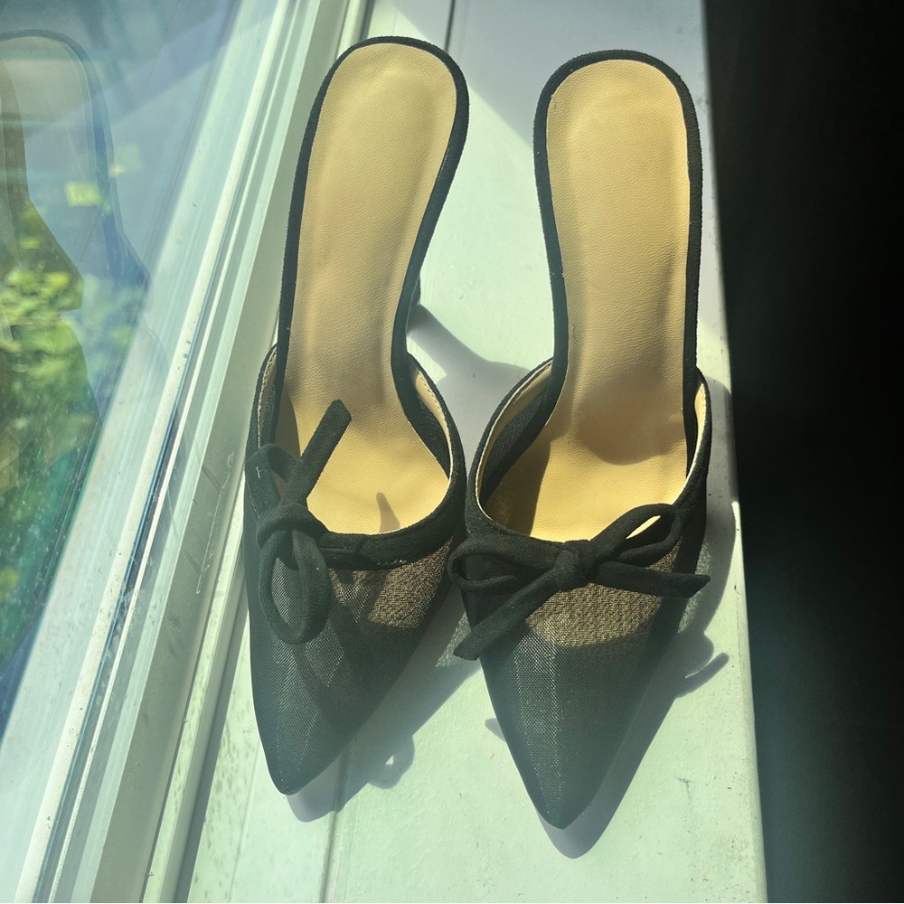 mesh bow tie detail heeled mules 🎀👠👡 - Picture 5 of 7